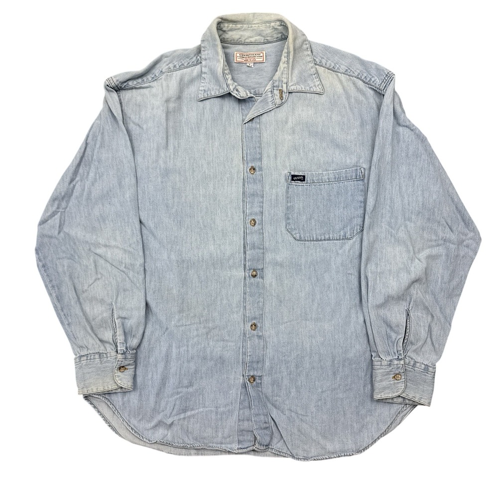 Vintage Guess Denim Jean Button Shirt - Picture 1 of 8
